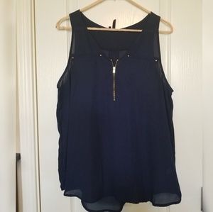 Navy with gold zipper tank, XL, Maurices
